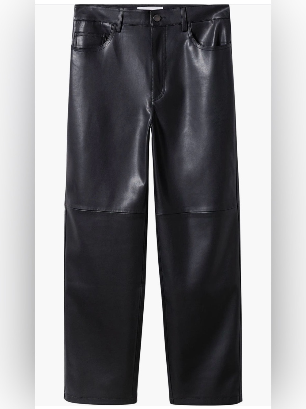 Mango Black Faux Leather Straight-Leg Pants